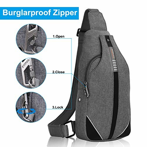 Gray anti-theft backpack with burglarproof zipper and locking mechanism.